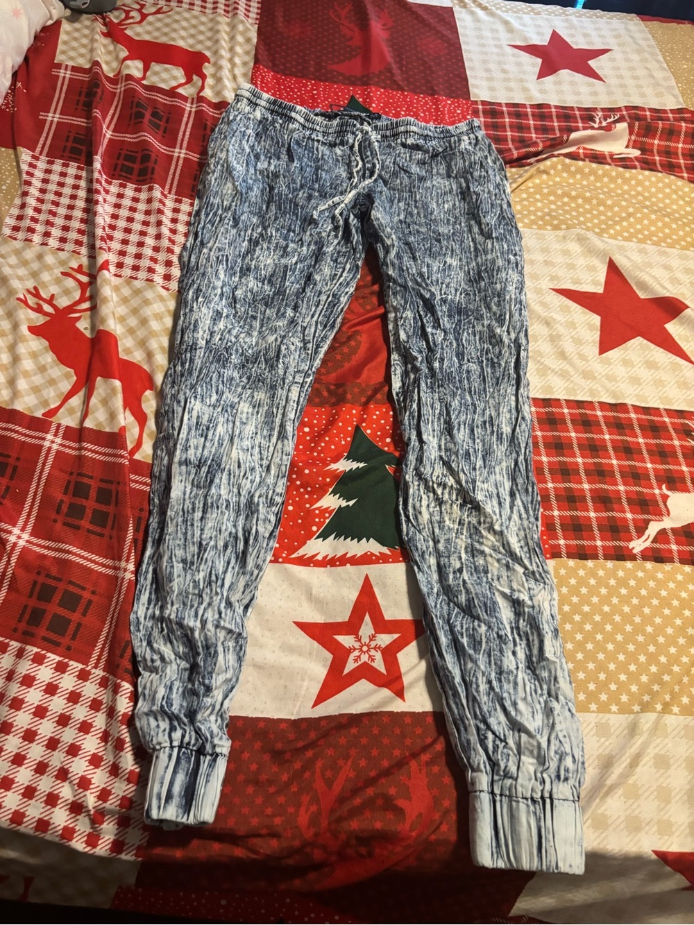 Blue Acid Wash Jogger Pants